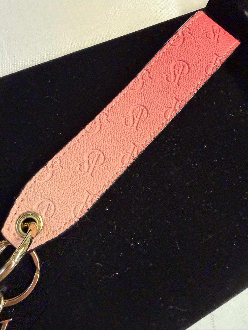 Victoria's Secret Coral Pink Embossed Wristlet Key Holder with Gold Hardware